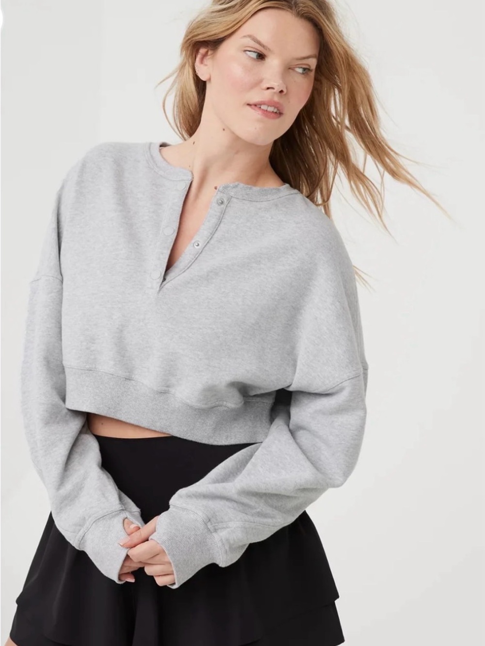 Offline by Aerie Cropped oversized Grey Sweatshirt size large